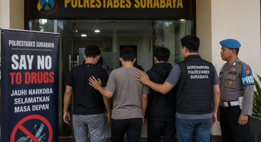 Terkait Diamankanya Tiga Pria Diduga Konsumsi Narkotika & Negatif, Polrestabes Surabaya Junjung Tinggi Prosedur Hukum