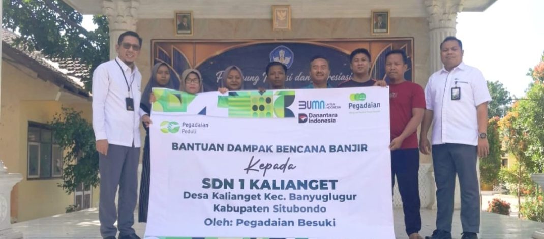 Pegadaian Besuki Salurkan Bansos Bencana Banjir, Dukung Pemulihan Fasilitas Pendidikan di SDN 1 Kalianget