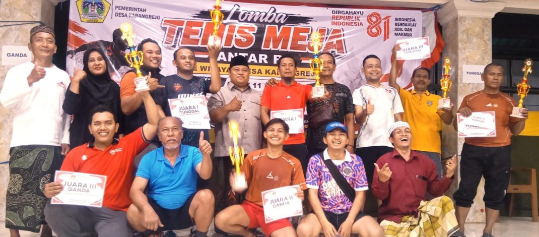 Meriahkan Kemerdekaan, Tenis Meja Jadi Ajang Kompetisi Antar RT di Karangrejo Manyar